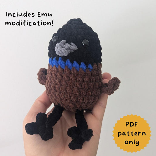 Clive the Cassowary Crochet Pattern with Emu Modification [PDF Pattern]