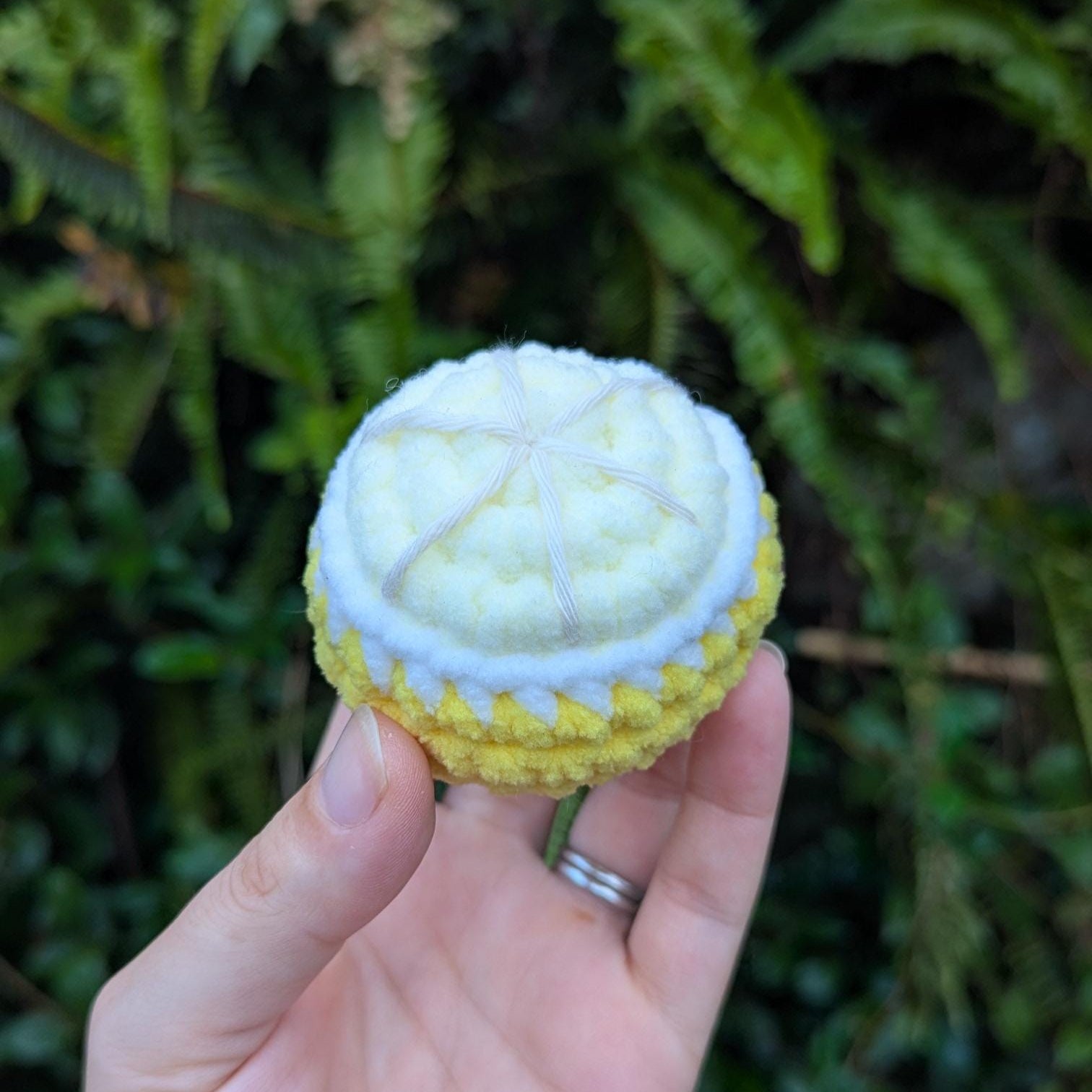 A round crocheted lemon