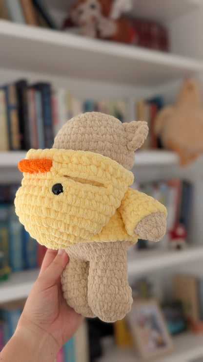Hoodie Bear in Duck Outfit